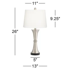 360 Lighting Seymore Modern Table Lamps 26" High Set Of 2 Silver With USB Charging Port LED Touch On Off White Drum Shade For Bedroom Living Room Desk -Outlet 360 Lighting Store GUEST 8e426f7e fe56 4e05 ba41 14b46b483e6f