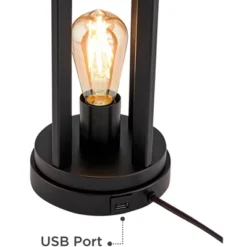 360 Lighting Marcel Industrial Table Lamps 24 1/4" High Set Of 2 Black Metal With USB Port LED Nightlight Peanut Shade For Bedroom Living Room Desk -Outlet 360 Lighting Store GUEST 8f2f161c adc5 4bd1 a983 ee65a718340b