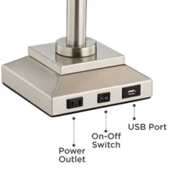 360 Lighting Camber Modern Desk Table Lamp 29" Tall Brushed Steel With USB And AC Power Outlet In Base Swing Arm Linen Shade For Bedroom Living Room -Outlet 360 Lighting Store GUEST 8f59b3c7 660c 49ce 909b ee22c903e5b8