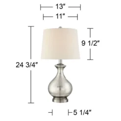 360 Lighting Albert Modern Table Lamp 24 3/4" High Mercury Glass Gourd Oatmeal Drum Shade For Bedroom Living Room Bedside Nightstand Office Kids House -Outlet 360 Lighting Store GUEST 90136717 02c2 4e0c adb0 1aa993974e95