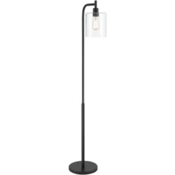 360 Lighting Karis Modern Downbridge Floor Lamp 62 1/2" Tall Matte Black Metal Clear Glass Shade For Living Room Reading Bedroom Office House Home -Outlet 360 Lighting Store GUEST 93f27e8b 74ce 42b5 b0b0 dbe4734112bb
