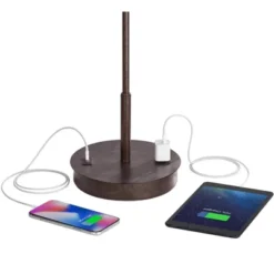 360 Lighting Modern Accent Table Lamp With USB And AC Power Outlet 23 1/2" High Bronze Fabric Drum Shade For Bedroom Living Room House Desk Bedside -Outlet 360 Lighting Store GUEST 943b3fba 9a98 4e8e 9706 c63e147e7fb3