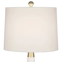 360 Lighting Nesbit Modern Mid Century Table Lamps 25" High Set Of 2 White Ceramic With USB Charging Port Drum Shade For Bedroom Living Room Bedside -Outlet 360 Lighting Store GUEST 94ef9369 77ae 49d4 9107 a03625e4ab90