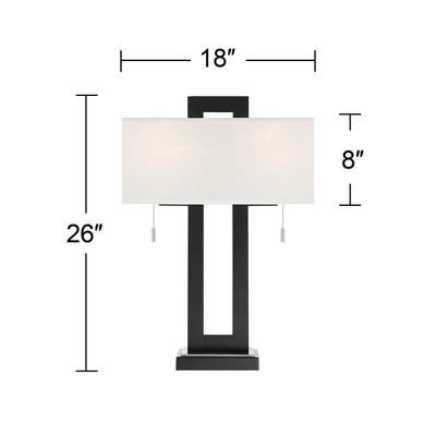 360 Lighting Neil Modern Table Lamp With Clear Riser 26" High Black With USB Charging Port White Rectangular Shade For Bedroom Living Room House Desk 6 360 Lighting Neil Modern Table Lamp With Clear Riser 26" High Black With USB Charging Port White Rectangular Shade For Bedroom Living Room House Desk - Image 6