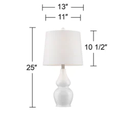 360 Lighting Jane Modern Table Lamps 25" High Set Of 2 White Ceramic Fabric Drum Shade For Bedroom Living Room House Bedside Nightstand Office Family -Outlet 360 Lighting Store GUEST 98478706 ef16 4819 8f43 c75de861aeee