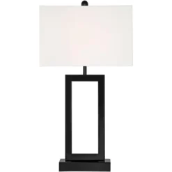 360 Lighting Modern Table Lamp With USB And AC Power Outlet 30" Tall Black Metal White Rectangle Shade For Living Room Bedroom House -Outlet 360 Lighting Store GUEST 98c18f3d 80cb 442f 9e67 adec0699ba72