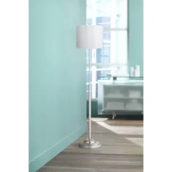360 Lighting Abba Modern Floor Lamp 66" Tall Brushed Nickel Silver Metal White Hardback Drum Shade For Living Family Room Bedroom Office House Home -Outlet 360 Lighting Store GUEST 99737239 f231 4f0e 8c89 d40a95b8995e