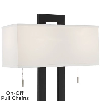 360 Lighting Neil Modern Table Lamp With Black Marble Riser 26" High Two Tone USB Charging Port White Rectangular Shade For Bedroom House Home Desk 1 360 Lighting Neil Modern Table Lamp With Black Marble Riser 26" High Two Tone USB Charging Port White Rectangular Shade For Bedroom House Home Desk