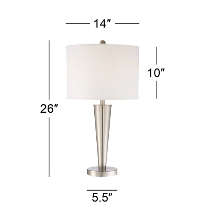 360 Lighting Geoff Modern Table Lamps 26" High Set Of 2 Brushed Nickel With USB Charging Port Table Top Dimmers White Drum Shade For Living Room Desk 7 360 Lighting Geoff Modern Table Lamps 26" High Set Of 2 Brushed Nickel With USB Charging Port Table Top Dimmers White Drum Shade For Living Room Desk - Image 7