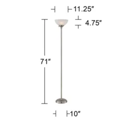 360 Lighting Maddox Modern Torchiere Floor Lamp 71" Tall Satin Nickel Silver Metal Alabaster Glass Shade For Living Room Bedroom Office House Home -Outlet 360 Lighting Store GUEST a0047fa0 6c59 4489 88e9 354319fdff4d