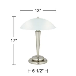 360 Lighting Deco Modern Accent Table Lamps 17" High Set Of 2 Brushed Steel Touch On Off White Glass Dome Shade For Bedroom Bedside Nightstand Office -Outlet 360 Lighting Store GUEST a14d70b2 4bc8 4819 97eb c87ec392f7f2 1