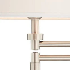 360 Lighting Camber Modern Desk Table Lamp 29" Tall Brushed Steel With USB And AC Power Outlet In Base Swing Arm Linen Shade For Bedroom Living Room -Outlet 360 Lighting Store GUEST a194d443 0ee6 45cd a24a ea97c190521c