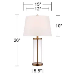 360 Lighting 26" High Cylinder Country Cottage Table Lamps Set Of 2 Fillable Clear Gold Finish Glass Metal White Shade Living Room Bedroom Bedside -Outlet 360 Lighting Store GUEST a36b9c52 0c4c 440f b89a d4a910362dd0