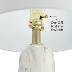 360 Lighting Maceao Modern Table Lamps 28" Tall Set Of 2 White Faux Marble Tapered Drum Shade For Bedroom Living Room Bedside Nightstand Office House -Outlet 360 Lighting Store GUEST a3a3978b d868 4ab9 b095 41d0f6d627f2