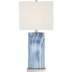 360 Lighting Connie Modern Table Lamps 25" High Set Of 2 Blue Faux Marble With USB Charging Port Table Top Dimmers White Shade For Bedroom Office Desk -Outlet 360 Lighting Store GUEST a950faa6 056a 46be 9811 86795f4bb7e4