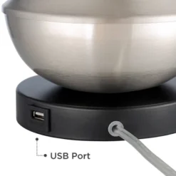 360 Lighting Simon Modern Accent Table Lamps Set Of 2 21" High Silver With USB Charging Port White Glass Dome Shade For Bedroom Living Room House Desk -Outlet 360 Lighting Store GUEST ac880428 e392 4a76 93c3 8f3613f1f037