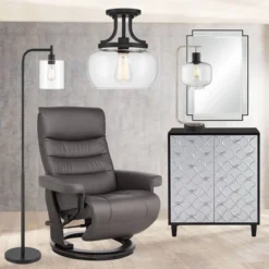 360 Lighting Karis Modern Downbridge Floor Lamp 62 1/2" Tall Matte Black Metal Clear Glass Shade For Living Room Reading Bedroom Office House Home -Outlet 360 Lighting Store GUEST adf0ddbd b5dc 4a89 9d78 0f346a74e890