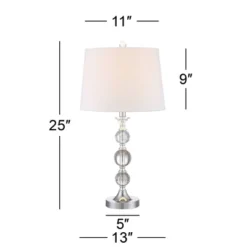 360 Lighting Solange Modern Table Lamps 25" High Set Of 2 Stacked Crystal Glass Silver White Tapered Drum Shade For Bedroom Living Room Nightstand -Outlet 360 Lighting Store GUEST aebd4aca c95d 4e9a 818c 2118dfe94156