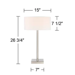 360 Lighting Andre 26 3/4" Tall Mid Century Modern Table Lamps Set Of 2 USB Port AC Power Outlet Silver Finish Metal White Shade Living Room Charging -Outlet 360 Lighting Store GUEST aecb2008 6584 4164 ae28 bc2c92085d85