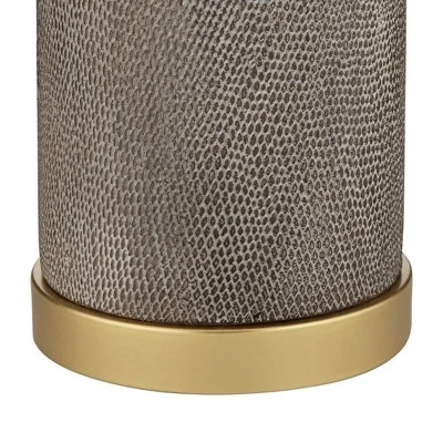 360 Lighting Gilson Modern Table Lamps 24 1/2" High Set Of 2 Gray Glaze Ceramic White Drum Shade For Bedroom Living Room Bedside Nightstand Office 5 360 Lighting Gilson Modern Table Lamps 24 1/2" High Set Of 2 Gray Glaze Ceramic White Drum Shade For Bedroom Living Room Bedside Nightstand Office - Image 5