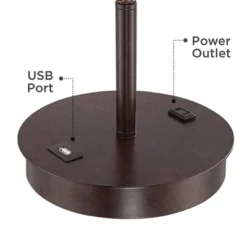 360 Lighting Modern Accent Table Lamp With USB And AC Power Outlet 23 1/2" High Bronze Fabric Drum Shade For Bedroom Living Room House Desk Bedside -Outlet 360 Lighting Store GUEST b3e9411d 4c23 4f75 96f4 cac9058e6543