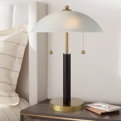 360 Lighting Mid Century Modern Desk Lamp 19 1/2" High Brown Wood White Frosted Glass Dome Shade For Bedroom Living Room Office 1 360 Lighting Mid Century Modern Desk Lamp 19 1/2" High Brown Wood White Frosted Glass Dome Shade For Bedroom Living Room Office