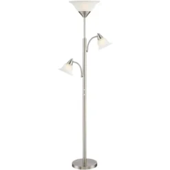360 Lighting Jordan Modern Torchiere Floor Lamp With Side Lights 71 1/2" Tall Brushed Nickel Alabaster Glass Shade For Living Room Reading Bedroom -Outlet 360 Lighting Store GUEST b5b43b80 fd91 400f ac23 47424eb75b00