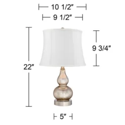 360 Lighting Castine Modern Accent Table Lamps 22" High Set Of 2 Mercury Glass With USB Charging Port White Softback Shade For Living Room House Desk -Outlet 360 Lighting Store GUEST b5cc2e60 6fde 422f 9691 95200e8d8949