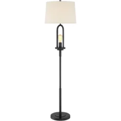 360 Lighting Marcel Rustic Farmhouse Floor Lamp 64" Tall Black Metal With LED Nightlight Natural Linen Drum Shade For Living Room Bedroom Office House -Outlet 360 Lighting Store GUEST b86edca6 552b 4231 b953 aa388fa9b225