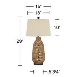 360 Lighting San Carlos Modern Coastal Table Lamp 29" Tall Natural Rattan Wicker Oatmeal Fabric Drum Shade For Bedroom Living Room Bedside Nightstand -Outlet 360 Lighting Store GUEST b8762d1b aab7 434b bad3 fbfda7a5a02e