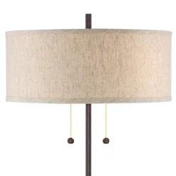 360 Lighting Modern Accent Table Lamp With USB And AC Power Outlet 23 1/2" High Bronze Fabric Drum Shade For Bedroom Living Room House Desk Bedside -Outlet 360 Lighting Store GUEST bbac2bb6 1a02 41fa 91fd a33d37eea144