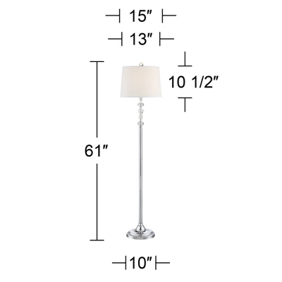 360 Lighting Montrose Modern Floor Lamps 61" Tall Set Of 2 Polished Steel Crystal Glass White Fabric Drum Shade For Living Room Bedroom Office House 6 360 Lighting Montrose Modern Floor Lamps 61" Tall Set Of 2 Polished Steel Crystal Glass White Fabric Drum Shade For Living Room Bedroom Office House - Image 6