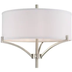 360 Lighting Modern Floor Lamp 62" Tall Black And Brushed Steel Column White Linen Drum Shade For Living Room Reading Bedroom Office -Outlet 360 Lighting Store GUEST c26caff9 28ce 491d a884 e7c350598742