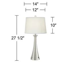360 Lighting Karl Modern Table Lamps 27 1/2" Tall Set Of 2 Brushed Nickel With USB And Outlet White Drum Shade For Bedroom Living Room House Bedside -Outlet 360 Lighting Store GUEST c5c46c83 8a21 4884 894e c0bc13dfbe8e