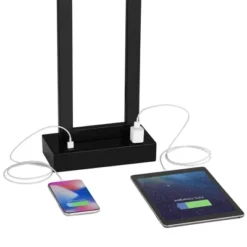 360 Lighting Modern Table Lamp With USB And AC Power Outlet 30" Tall Black Metal White Rectangle Shade For Living Room Bedroom House -Outlet 360 Lighting Store GUEST c60b93ef 6739 4711 bca3 4599307a88fd