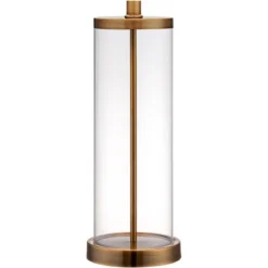 360 Lighting 26" High Cylinder Country Cottage Table Lamps Set Of 2 Fillable Clear Gold Finish Glass Metal White Shade Living Room Bedroom Bedside -Outlet 360 Lighting Store GUEST c756df7d 2d97 4e5d a037 eaeb94802bfb