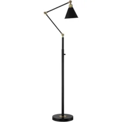 360 Lighting Wray Mid Century Modern Pharmacy Floor Lamp 61" Tall Flat Black Warm Brass Adjustable Swivel Head For Living Room Reading Bedroom Home -Outlet 360 Lighting Store GUEST cb12d4d0 36fe 4b09 a03a c58387e09159