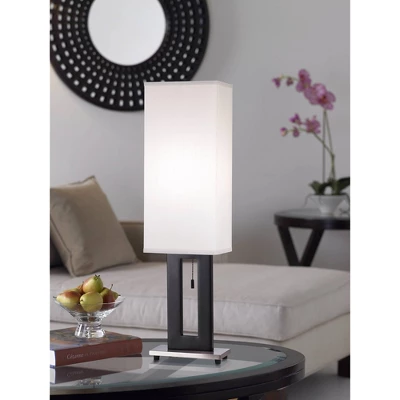 360 Lighting Floating Rectangle Modern Table Lamp 30" Tall Black Metal Open Frame White Fabric Box Shade For Bedroom Living Room Bedside Nightstand 5 360 Lighting Floating Rectangle Modern Table Lamp 30" Tall Black Metal Open Frame White Fabric Box Shade For Bedroom Living Room Bedside Nightstand - Image 5
