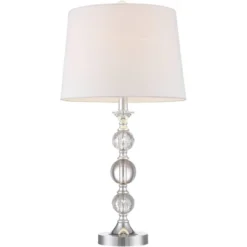 360 Lighting Solange Modern Table Lamps 25" High Set Of 2 Stacked Crystal Glass Silver White Tapered Drum Shade For Bedroom Living Room Nightstand -Outlet 360 Lighting Store GUEST ccb53c4f 18df 400c b3f0 ff2747255eb7