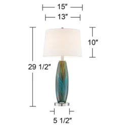360 Lighting Azure Modern Table Lamps 29 1/2" Tall Set Of 2 Blue Brown Art Glass White Fabric Drum Shade For Bedroom Living Room Bedside Nightstand 11 360 Lighting Azure Modern Table Lamps 29 1/2" Tall Set Of 2 Blue Brown Art Glass White Fabric Drum Shade For Bedroom Living Room Bedside Nightstand -Outlet 360 Lighting Store GUEST ccca3cc4 0d58 4d78 95db 63c3501b89e9