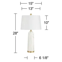 360 Lighting Maceao Modern Table Lamps 28" Tall Set Of 2 White Faux Marble Tapered Drum Shade For Bedroom Living Room Bedside Nightstand Office House -Outlet 360 Lighting Store GUEST cdf0cf30 a45f 40ca 8b34 8ae2d0720a77