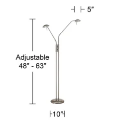 360 Lighting Casper Traditional Pharmacy Floor Lamp 63" Tall Brushed Nickel 2-Light LED Adjustable Arm Swivel Head For Living Room Bedroom -Outlet 360 Lighting Store GUEST ce1545ec 4306 4c45 aaa3 5569fa257a42
