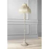 360 Lighting Vintage Shabby Chic Floor Lamp 60" Tall Antique White Cream Scallop Fabric Dome Shade Fringe For Living Room Reading Bedroom