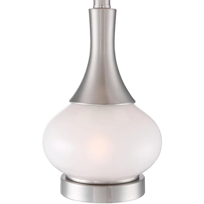360 Lighting Serrena Modern Accent Table Lamp 23" High White Glass Brushed Nickel Metal With Nightlight Drum Shade For Bedroom Living Room House Home 4 360 Lighting Serrena Modern Accent Table Lamp 23" High White Glass Brushed Nickel Metal With Nightlight Drum Shade For Bedroom Living Room House Home - Image 4