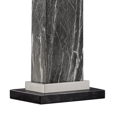 360 Lighting Connie Modern Table Lamps Set Of 2 With Black Marble Riser 25" High Black Faux Marble USB Charging Port White Rectangular Shade For Desk 3 360 Lighting Connie Modern Table Lamps Set Of 2 With Black Marble Riser 25" High Black Faux Marble USB Charging Port White Rectangular Shade For Desk - Image 3