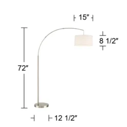 360 Lighting Cora Modern Arc Floor Lamp Standing 72" Tall Brushed Nickel Metal White Linen Drum Shade For Living Room Reading Bedroom Office House -Outlet 360 Lighting Store GUEST d63ad762 9180 4bf7 a5a3 3adcef5054a8