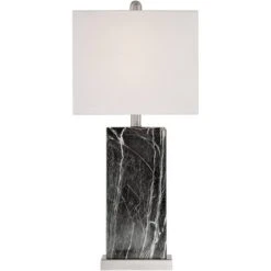360 Lighting Connie Modern Table Lamps Set Of 2 25" High Black Faux Marble With USB Charging Ports White Rectangular Shade For Living Room House Desk -Outlet 360 Lighting Store GUEST d65ccb1a 0e4c 4d8b 9773 5f7676ddddc4