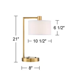 360 Lighting Colby Modern Desk Lamp 21" High Antique Gold With USB And AC Power Outlet In Base White Linen Drum Shade For Bedroom Living Room Desk -Outlet 360 Lighting Store GUEST d9e19dcf ce5f 4e15 9d9f 7f55cf6dbfbc