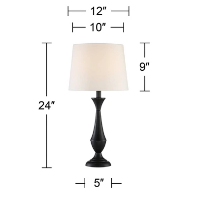 360 Lighting Joyce Modern Table Lamps 24" High Set Of 2 Black Metal White Linen Tapered Drum Shade For Bedroom Living Room Bedside Nightstand Office 5 360 Lighting Joyce Modern Table Lamps 24" High Set Of 2 Black Metal White Linen Tapered Drum Shade For Bedroom Living Room Bedside Nightstand Office - Image 5