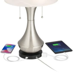 360 Lighting Simon Modern Accent Table Lamps Set Of 2 21" High Silver With USB Charging Port White Glass Dome Shade For Bedroom Living Room House Desk -Outlet 360 Lighting Store GUEST dac030ed f49c 42b9 88a4 85f39e4f5671